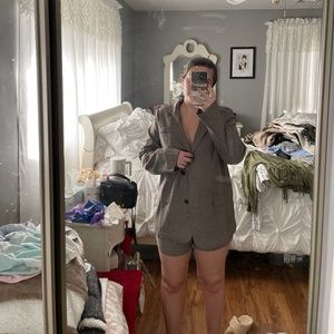 Grey business short set